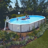 8,50 x 4,90 x 1,32 m Stahlwandpool oval Center Pool freistehend Set